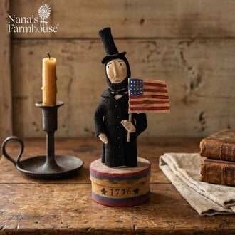 Abe Lincoln Standing on 1776 Box with Flag - 12"