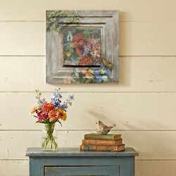 Terri Palmer Hand Painted Henny's Garden - 16" x 16"