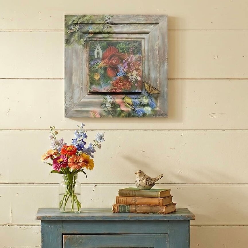 Terri Palmer Hand Painted Henny's Garden - 16" x 16"