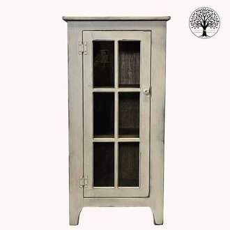 One Door Curio 6 Glass Pane Buttermilk