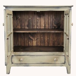 Curio Cabinet with Two Glass Doors 4 Panes Each Buttermilk - 36" x 12" x 36"