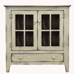 Curio Cabinet with Two Glass Doors 4 Panes Each Buttermilk - 36" x 12" x 36"