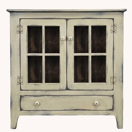 Curio Cabinet with Two Glass Doors 4 Panes Each Buttermilk