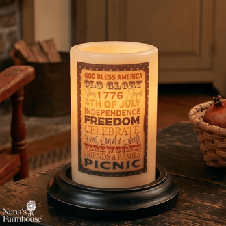 American Freedom Banner Candle Sleeve - Antique Vanilla