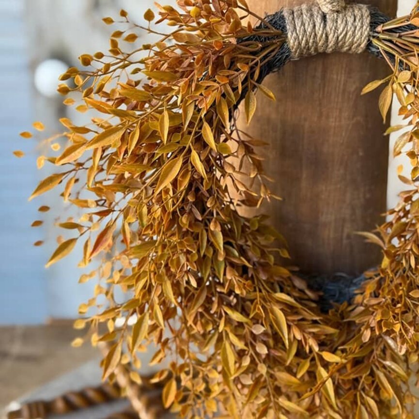 Barley Twist Sage Hanging Wreath - 15"