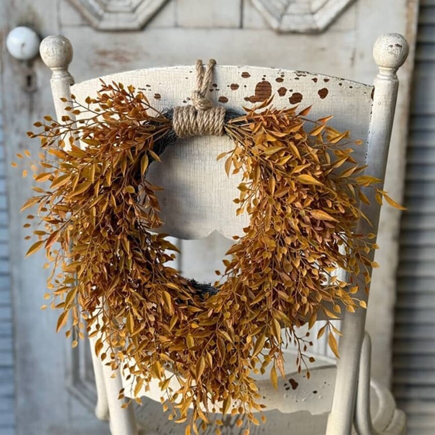 Barley Twist Sage Hanging Wreath - 15"
