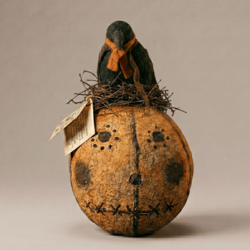 Krisnick Jack O'Lantern Head with Crow - 10" x 5"