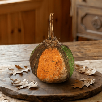 Pumpkin with Stem Orange & Green - 9.5"