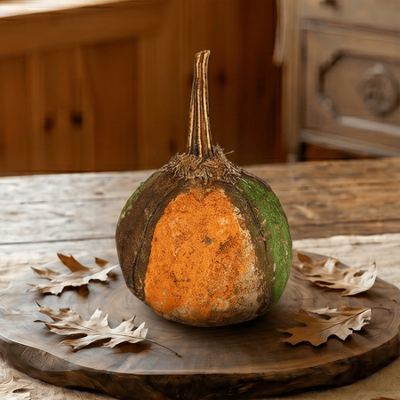 Pumpkin with Stem Orange & Green - 9.5"