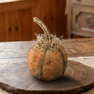 Orange Pumpkin with Stem - 8"