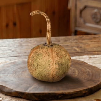 Pumpkin with Stem Orange Green - 9"