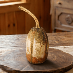 Krisnick Pumpkin with Stem Orange,White & Brown - 13" x 4.5"