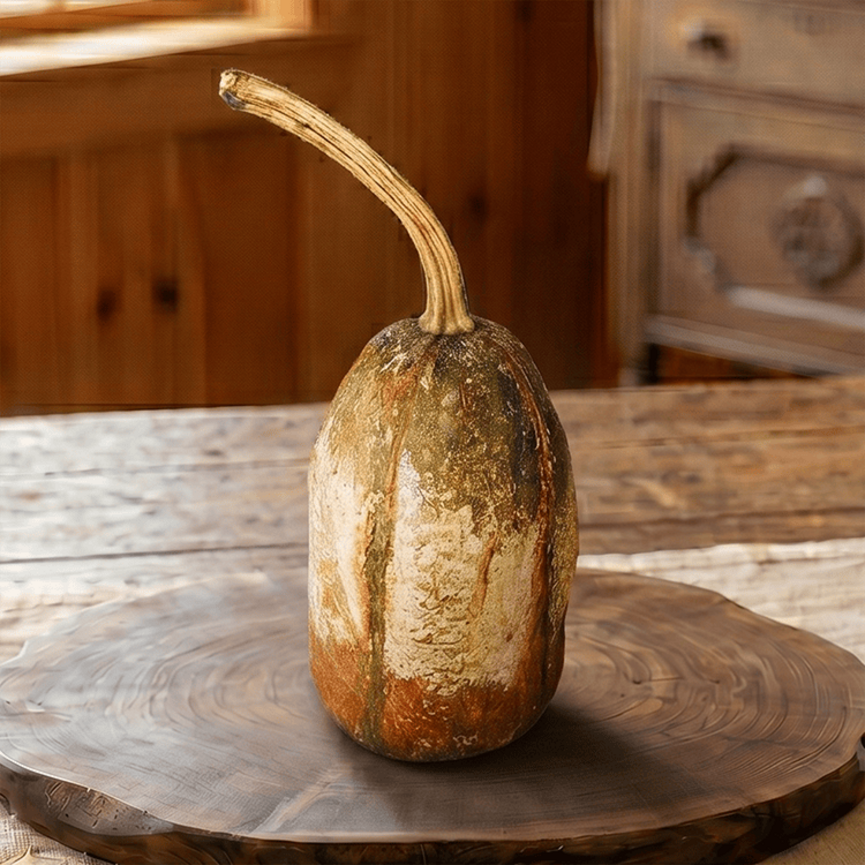 Krisnick Pumpkin with Stem Orange,White & Brown - 13" x 4.5"