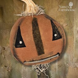 Zeek Pumpkin Head Wooden Post with Zipper Mouth - 12"
