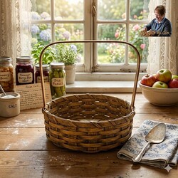 Round Pie Basket Square Handle Mustard - 11" x 12" x 10.5"