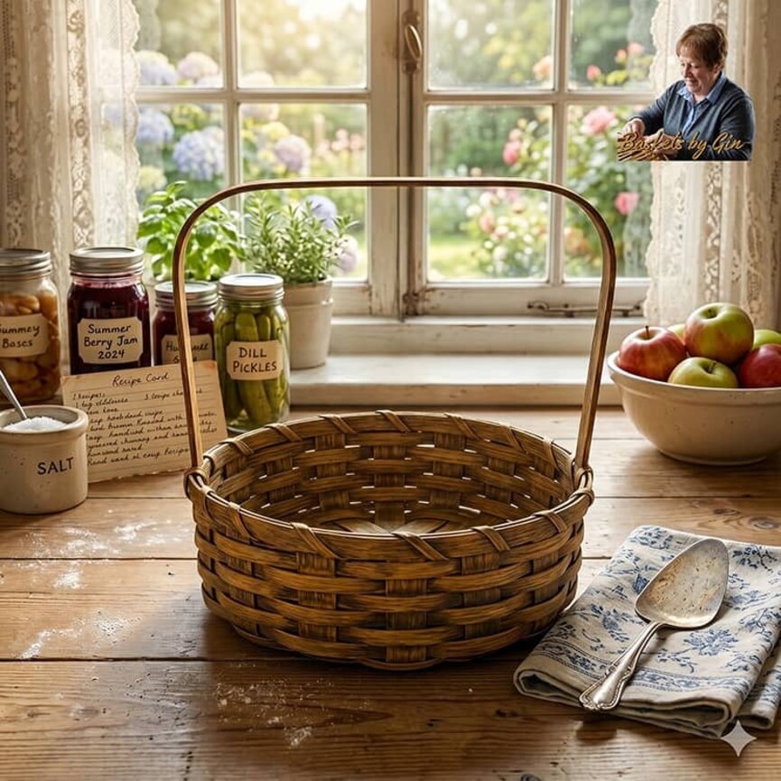 Round Pie Basket Square Handle Mustard - 11" x 12" x 10.5"