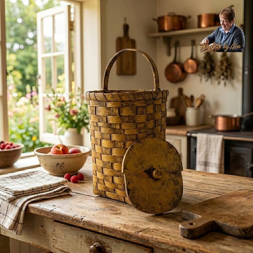 Covered Storage Basket with Lid Mustard - 18.5"
