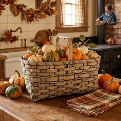 Cargo Basket in Natural with Black - 20" L
