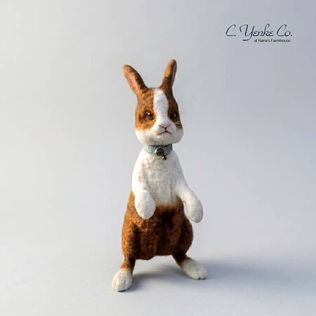 Small Standing Rabbit Brown & White - 8"