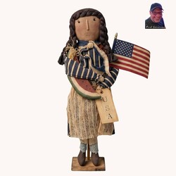 Americana Girl Doll with Flag & Watermelon - 24.5" x 6"