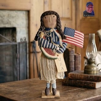Americana Girl Doll with Flag & Watermelon - 24.5"