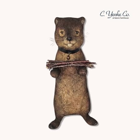 Beaver Holding Sticks Figurine