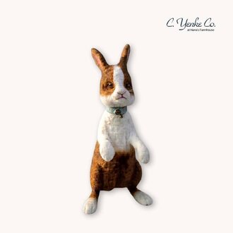 Small Standing Rabbit Brown & White - 8"