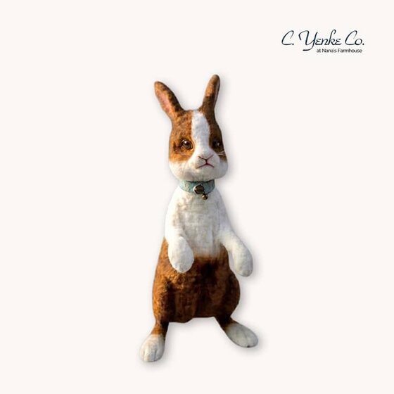 Small Standing Rabbit Brown & White - 8"