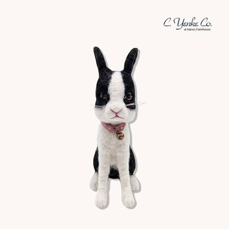 Sitting Black & White Rabbit - 5"