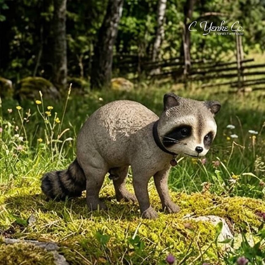 Raccoon W/Collar Standing - 8"