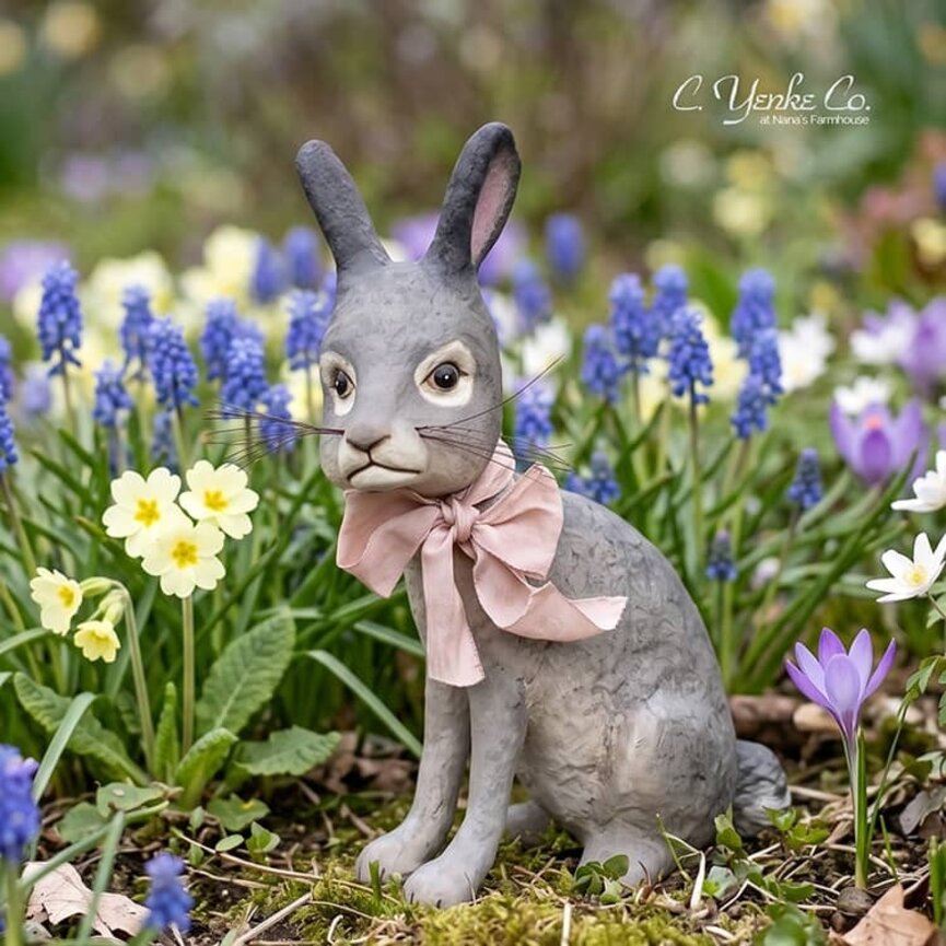 Jack Rabbit Black Tailed with Pink Ribbon - 8.75"