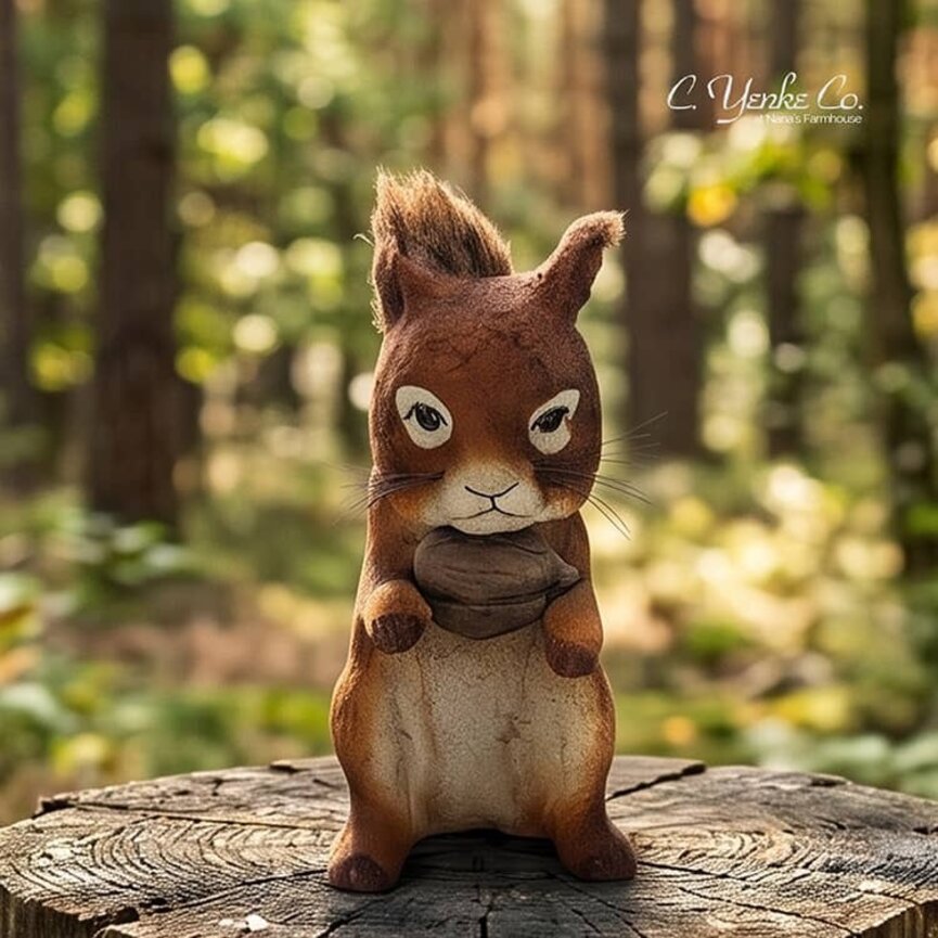 Red Squirrel Figurine with Acorn - 6"