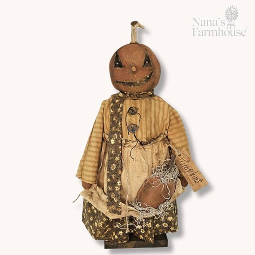 Betty Girl Doll with Flower Skirt Apron & Pumpkin - 19"