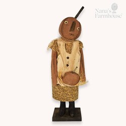 Sweet Pumpkin Girl Doll with Wheat Print Dress Holding Cloth Pumpkin - 20"