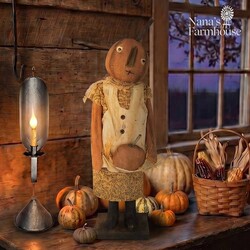 Sweet Pumpkin Girl Doll with Wheat Print Dress Holding Cloth Pumpkin - 20"
