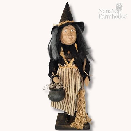Hilda Witch Doll with Broom & Witch Pot