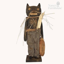 Whiskers Boy Cat Doll Holding Pumpkin - 21"