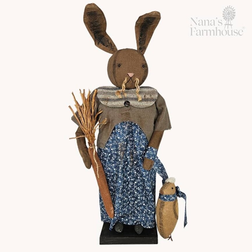 Mrs. Gray Rabbit Blue Floral Dress with Chick - 19"