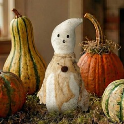 Grungy White Ghost with Cheesecloth Tie & Boo Tag - 12"