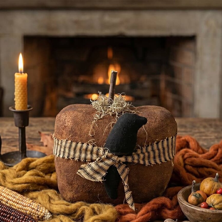 Cinnamon Pumpkin with Black Crow - 9"