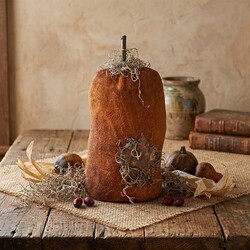 Painted Orange Pumpkin with Moss & Rusty Star Weighted Base - 9"