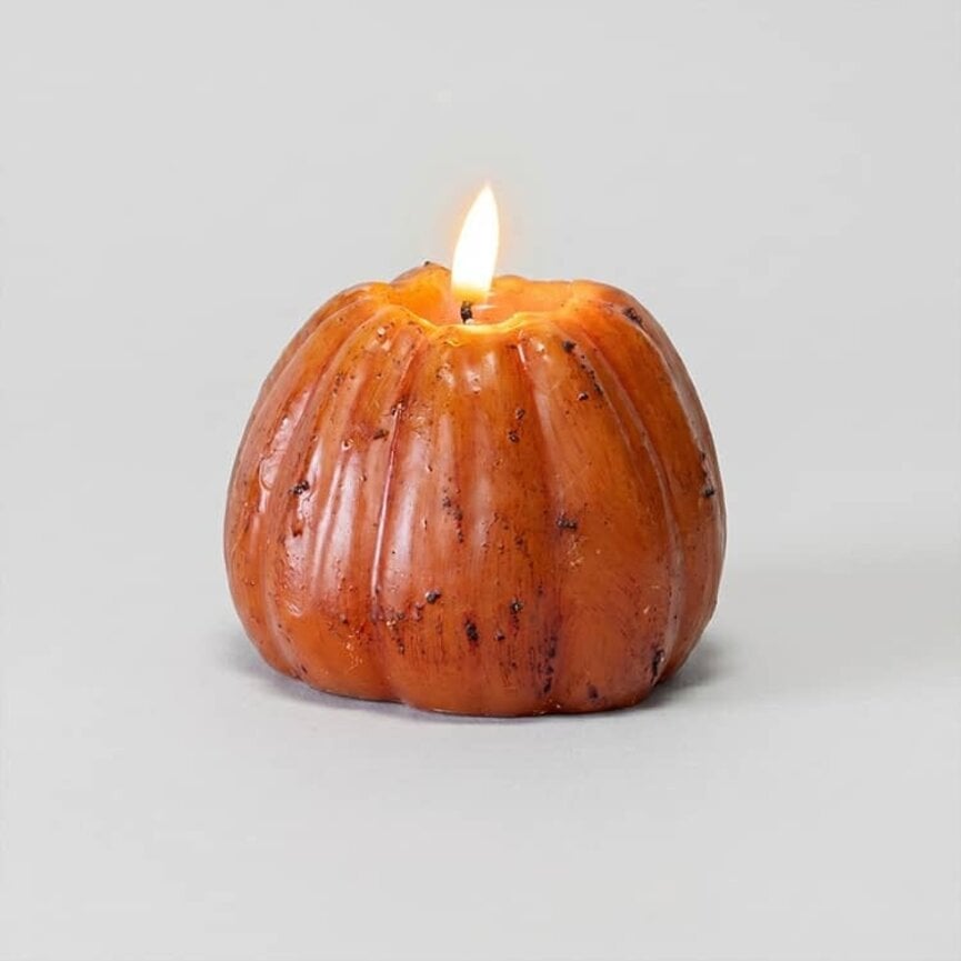Orange 3D Flame Tall Pumpkin Candle - 4" x 4.5"
