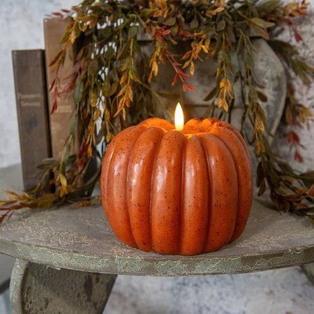 Orange 3D Flame Pumpkin Candle - 5"