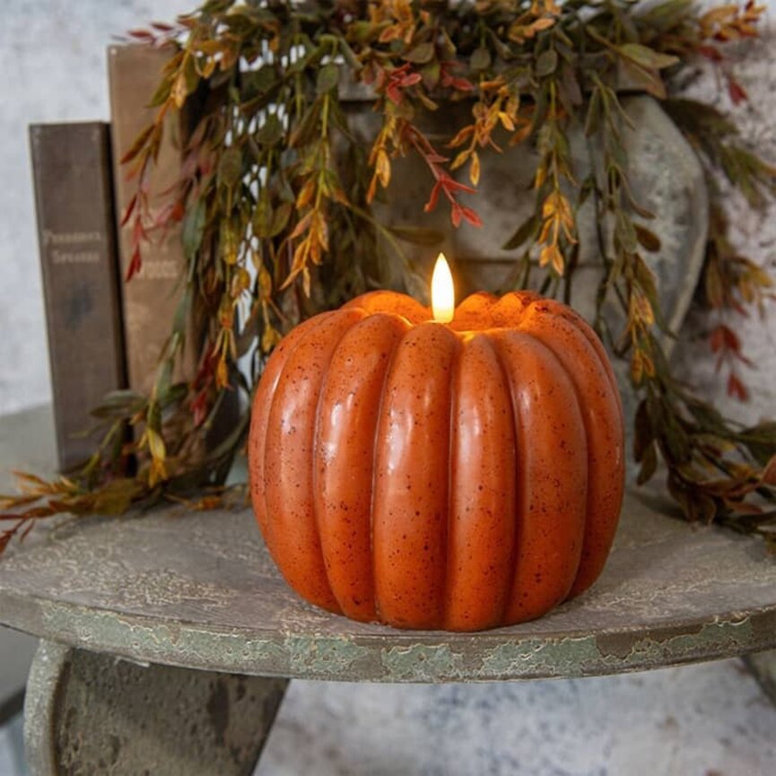 Orange 3D Flame Pumpkin Candle - 5" x 5.5"