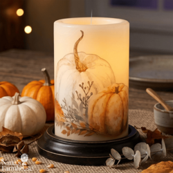 Soft Neutral Pumpkins Candle Sleeve Antique Vanilla
