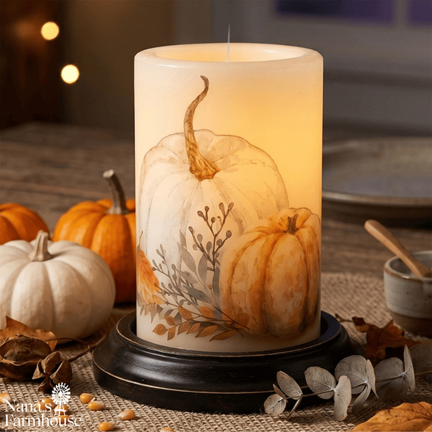 Soft Neutral Pumpkins Candle Sleeve Antique Vanilla