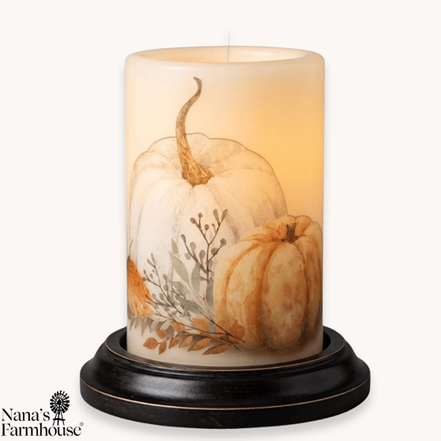 Soft Neutral Pumpkins Candle Sleeve Antique Vanilla