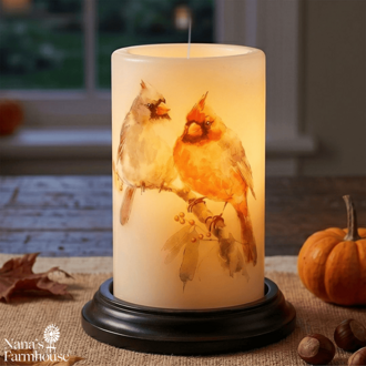 Fall Cardinal Pair Candle Sleeve Vanilla