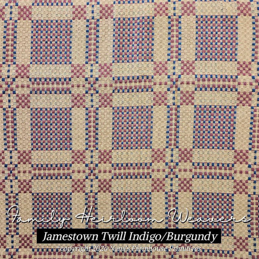 Jamestown Twill Table Square Indigo Burgundy - 52 "