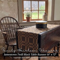 Jamestown Twill Table Runner Black - Various Sizes